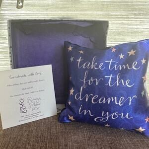 Handmade Flax Seed & Lavender Flower Pillow -Take Time for the Dreamer - Gift